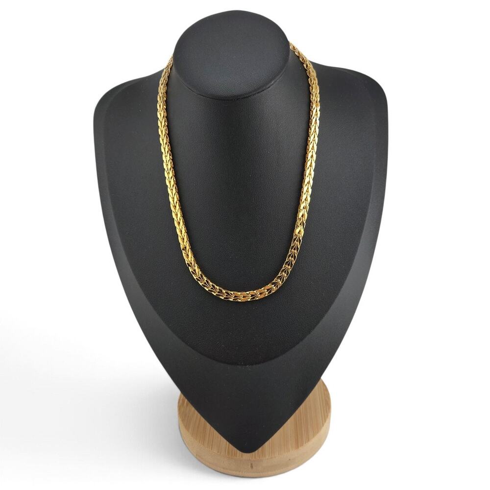 Vintage Monet Gold Tone Woven Chain Necklace Signed Classic Statement Jewelry